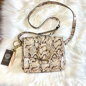 NWT Vince Camuto Leather CAIA Flap Crossbody Snake Skin Bag